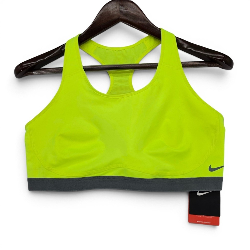 Nike‎ Pro Fierce Sports Bra XL NWT Dri-FIT Medium Support Volt Neon Running Gym